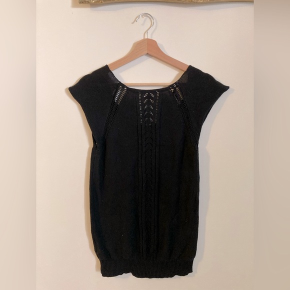 Roxy Women’s Black Bohemian Knit Sleeveless Sweater Size Large 100% Cotton - Picture 2 of 4